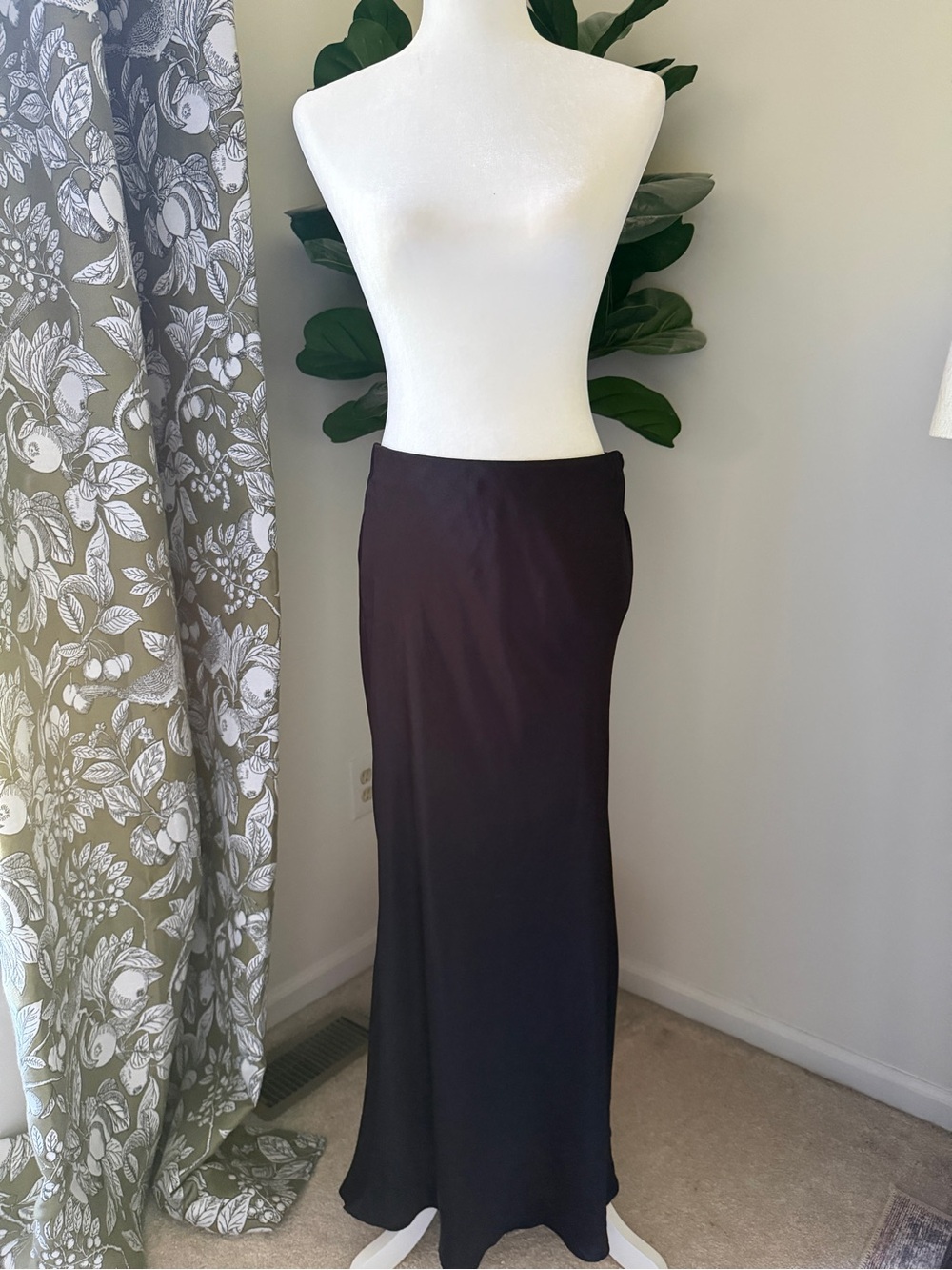 H&M Black Viscose Satin Maxi Drapey Skirt